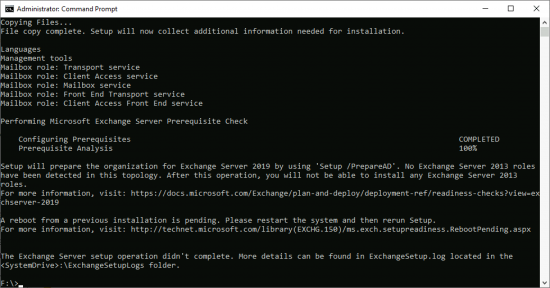 Exchange A Reboot From a Previous Installation is Pending