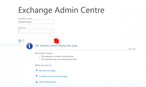 Exchange ECP 500 Error