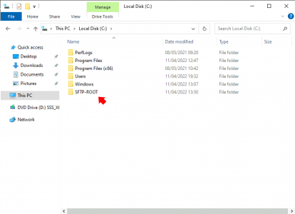 Server 2022 SFTP Root Folder