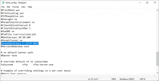 Server 2022 Edit sshd config file