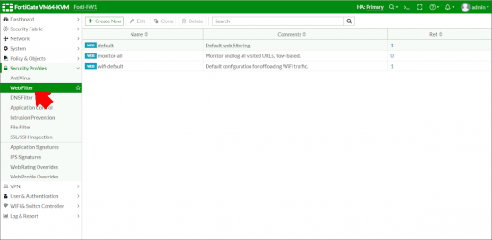 FortiGate Web Filtering Policies