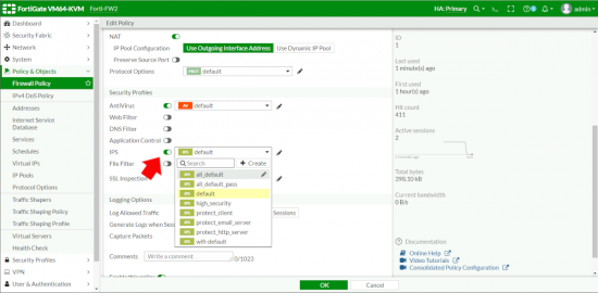 FortiGate Enable IPS