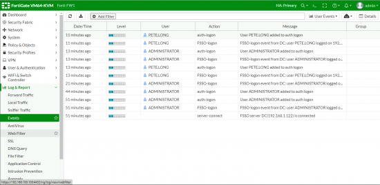 Log and Monitor FSSO Events