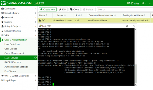 FortClient Test LDAP