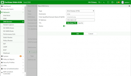 FortiGate Configre PTR Records