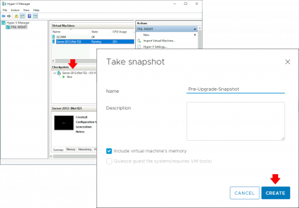 Upgrade Server 2012 Snapshot