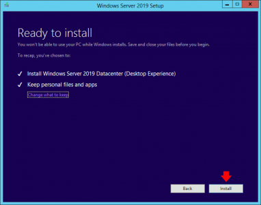 Server 2019 In place upgrade