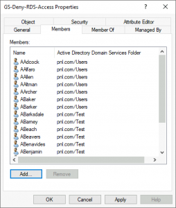 AD Group Members Deny RDS