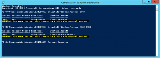 Uninstall DHCP with Powershell