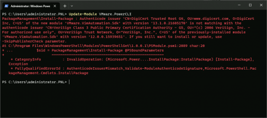 PowerCLI Error Update Authenticode