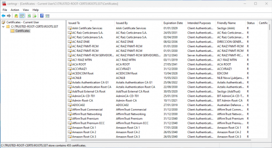 Exported all Trusted Root Certificates