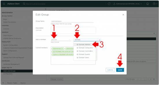 vCenter Domain Adminis Group Authentication