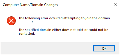 Cannot join domain 