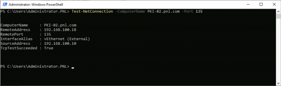 Check Port 135 to Certificate Services Server