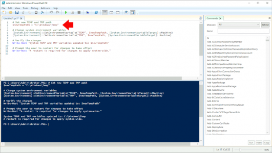 ServerManager Error - Powershell change TEMP folder location