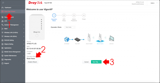 DrayTek Wireless Mesh Node Wizard
