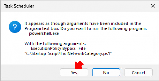 Server 2025 nic profile public sheduled task warning