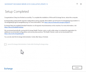  Upgrade to CU15 Upgrading to Exchange SE