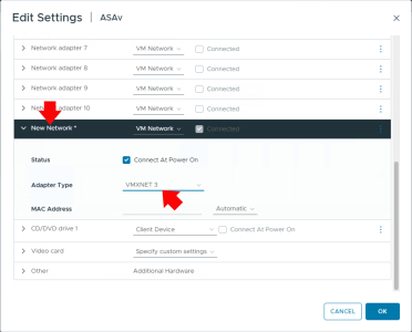 asav add vmxnet3 nic to replace e1000