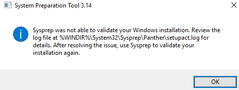 Sysprep was not able to validate
