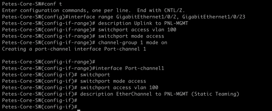 Windows LBFO to Cisco IOS Static Teaming LAG