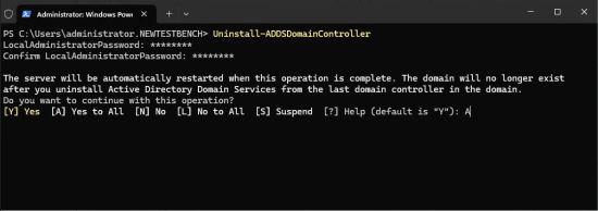 PowerShell to Demoting a Domain Controller