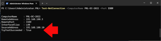 Test port 3389 for RDP Can't Connect to the Remote Computer