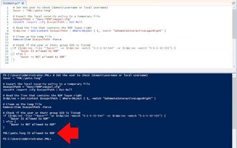 Test user has rights to RDP Can't Connect to the Remote Computer