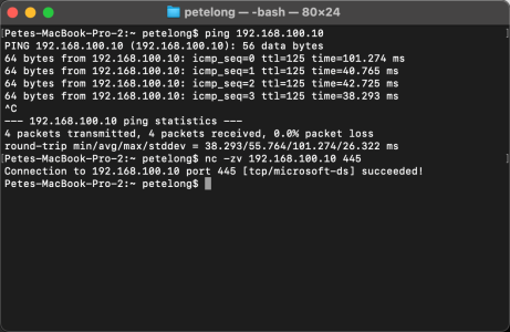 Mac to Window Share Test Connectivity