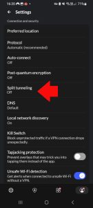 Split tuneling - Nord VPN Android Auto VPN