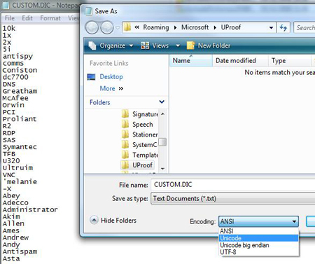 save as unicode