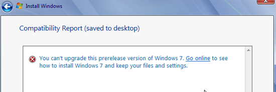 CANT UPGRADE WINDOWS 7