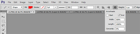 Photoshop CS6 Line Arrows