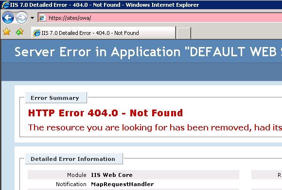 owa 404 web page not found