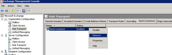 Remove Send COnnector