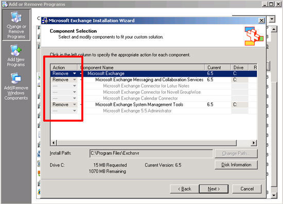 Uninstall Exchange 2003