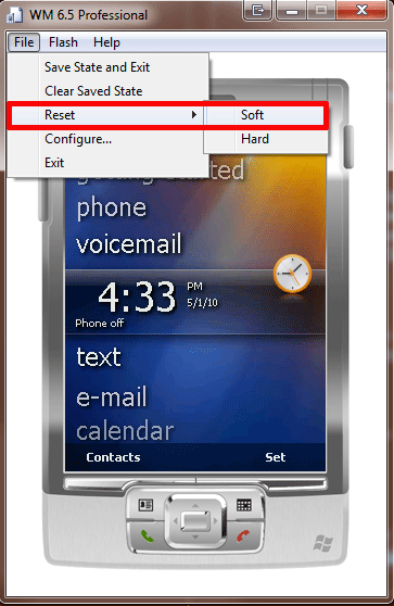 soft reset windows mobile