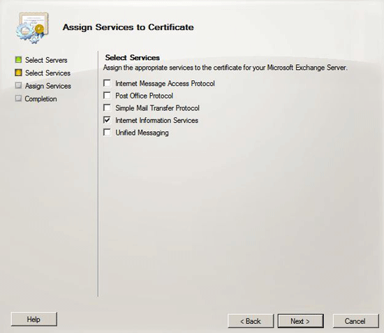 assign services to certificate