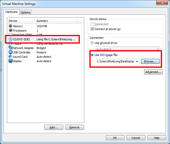 Booting USB vm iso path