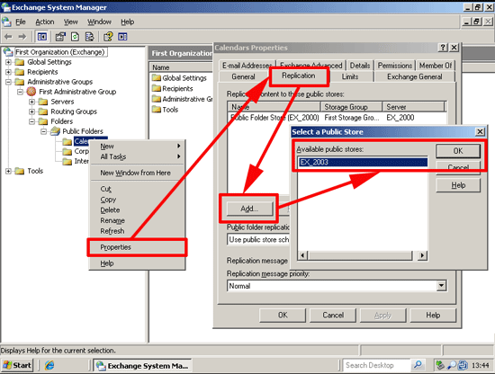 migrate public folders to exchange 2003