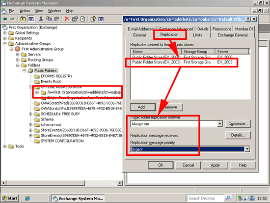 2003 public folder replication