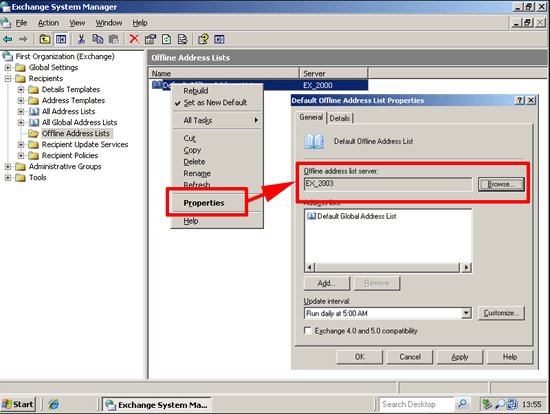 2003 default offline address book