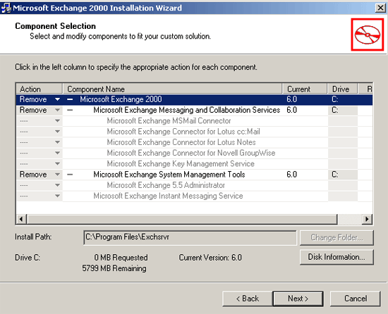 uninstall exchange 2000