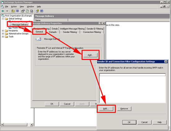 add ip to sender id filtering