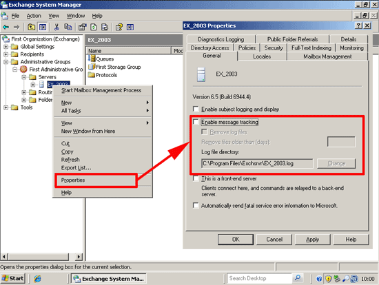 exchange message tracking