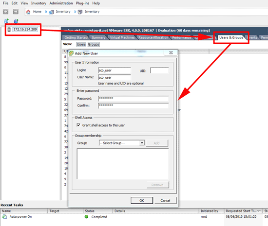 create new esx user