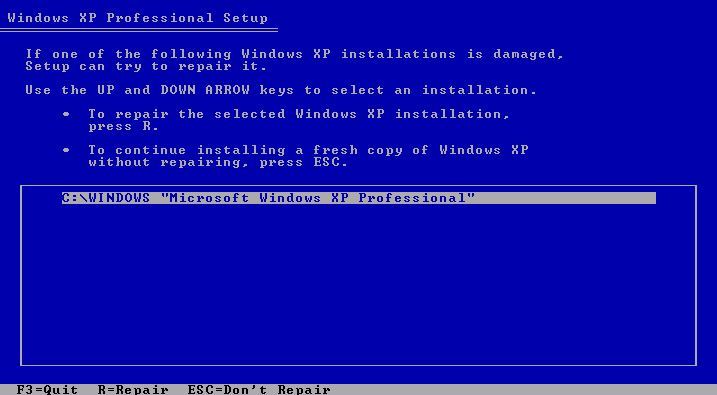 reinstalla Windows xp clean install