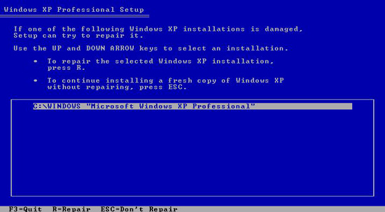 install xp partition