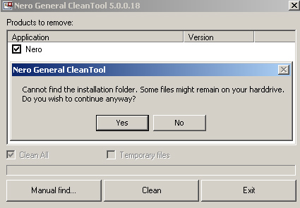 manually remove nero