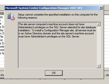 sccm install error